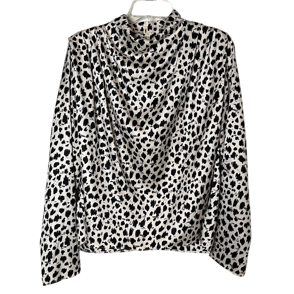 Zara Women’s Animal Print Mock Neck Blouse